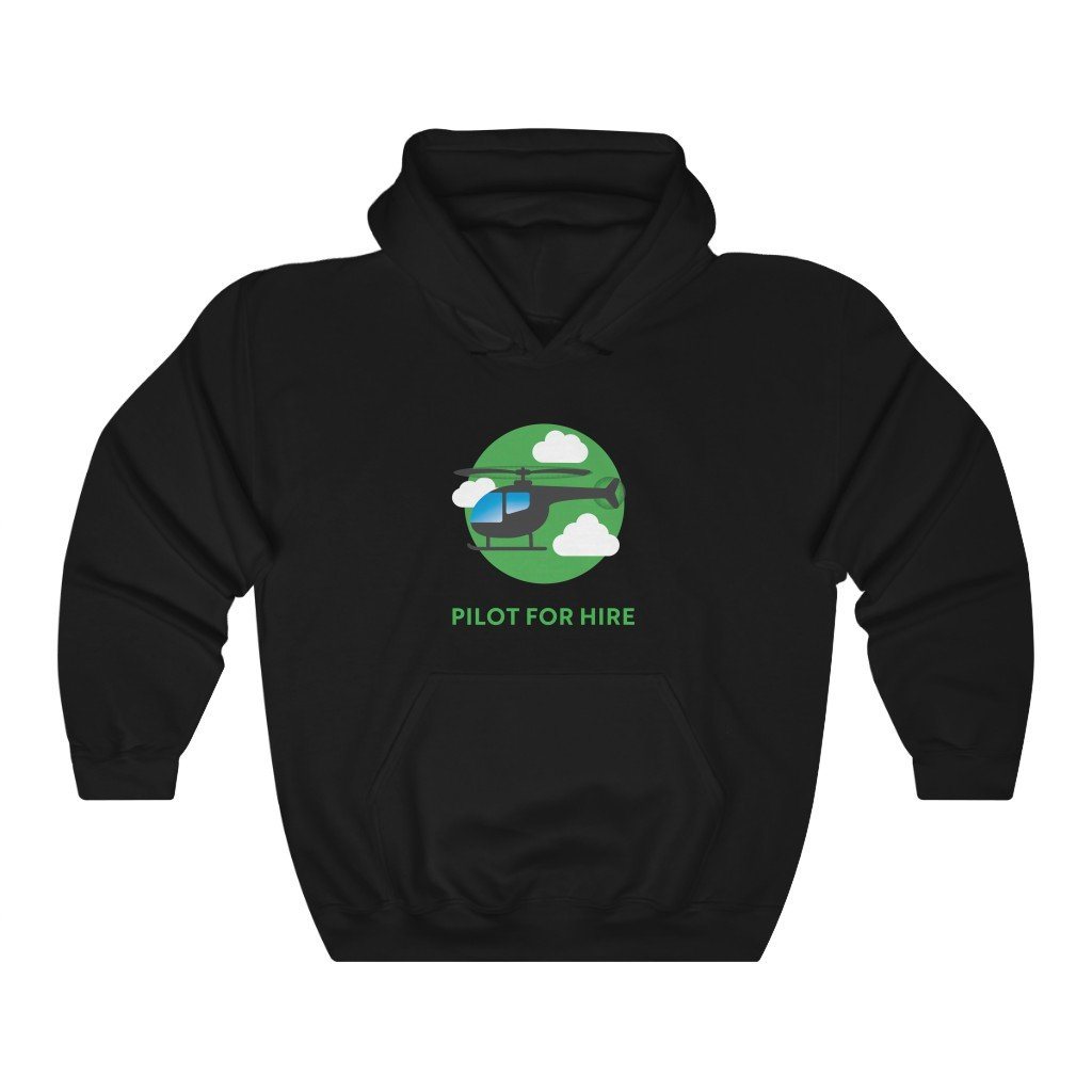 Pilot for Hire - Helicopter | Commercial Rating | 50/50 Unisex Hooded Sweatshirt Hoodie Black S for women in aviation