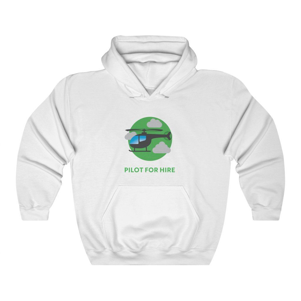 Pilot for Hire - Helicopter | Commercial Rating | 50/50 Unisex Hooded Sweatshirt Hoodie White S for women in aviation