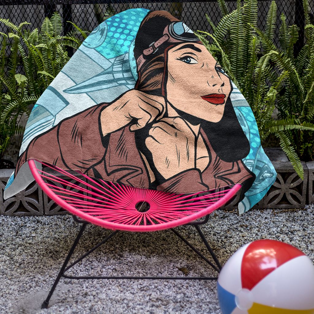 Preflight Focus | Aviatrix Pop Art | Beach Towel Home Decor for women in aviation
