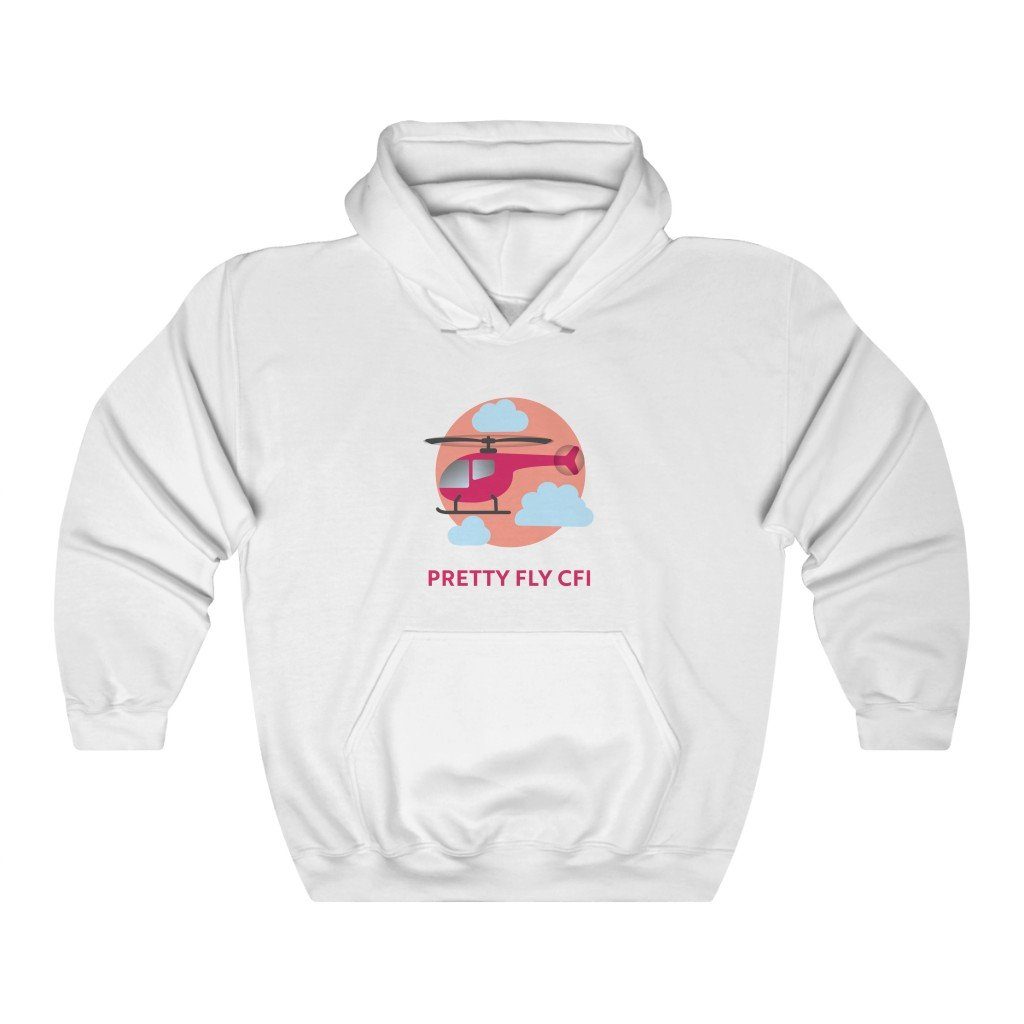 Pretty Fly CFI - Helicopter | Flight Instructor Gift | 50/50 Unisex Hooded Sweatshirt Hoodie White S for women in aviation