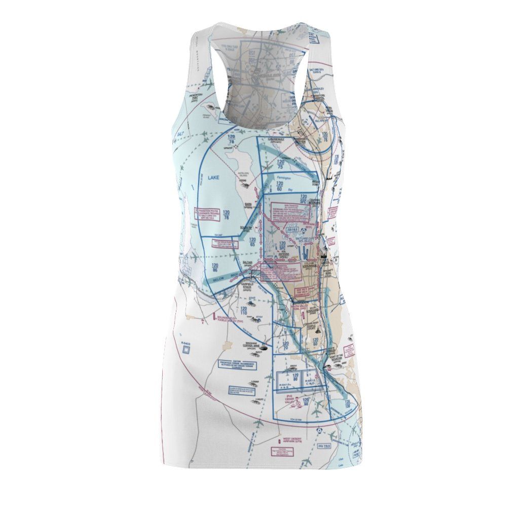 Salt Lake City Women's Flyway Chart Racerback Dress All Over Prints for women in aviation