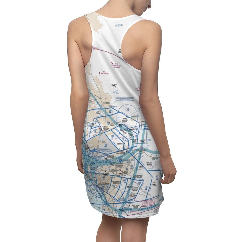 San Diego Women's Flyway Chart Racerback Dress All Over Prints for women in aviation