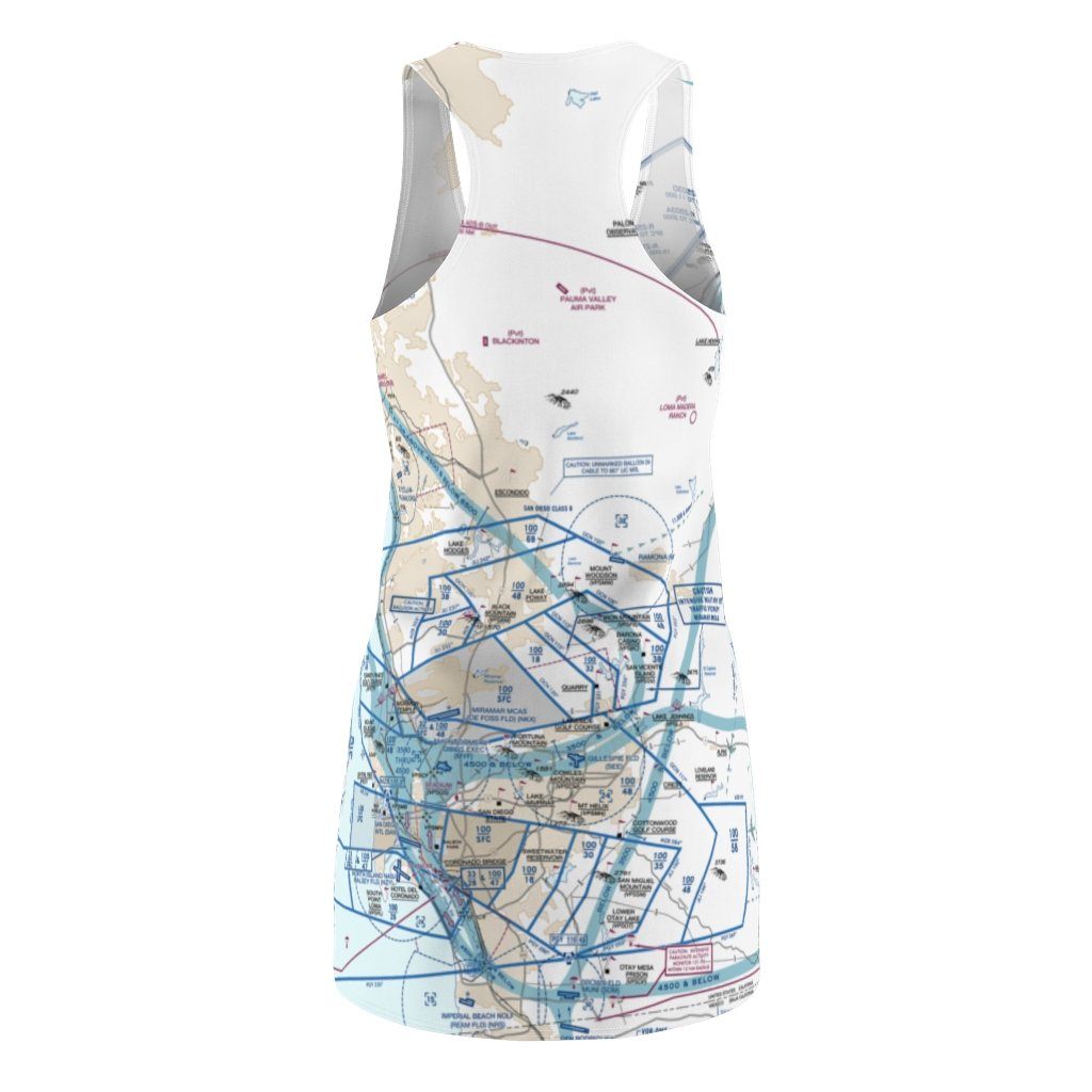 San Diego Women's Flyway Chart Racerback Dress All Over Prints for women in aviation