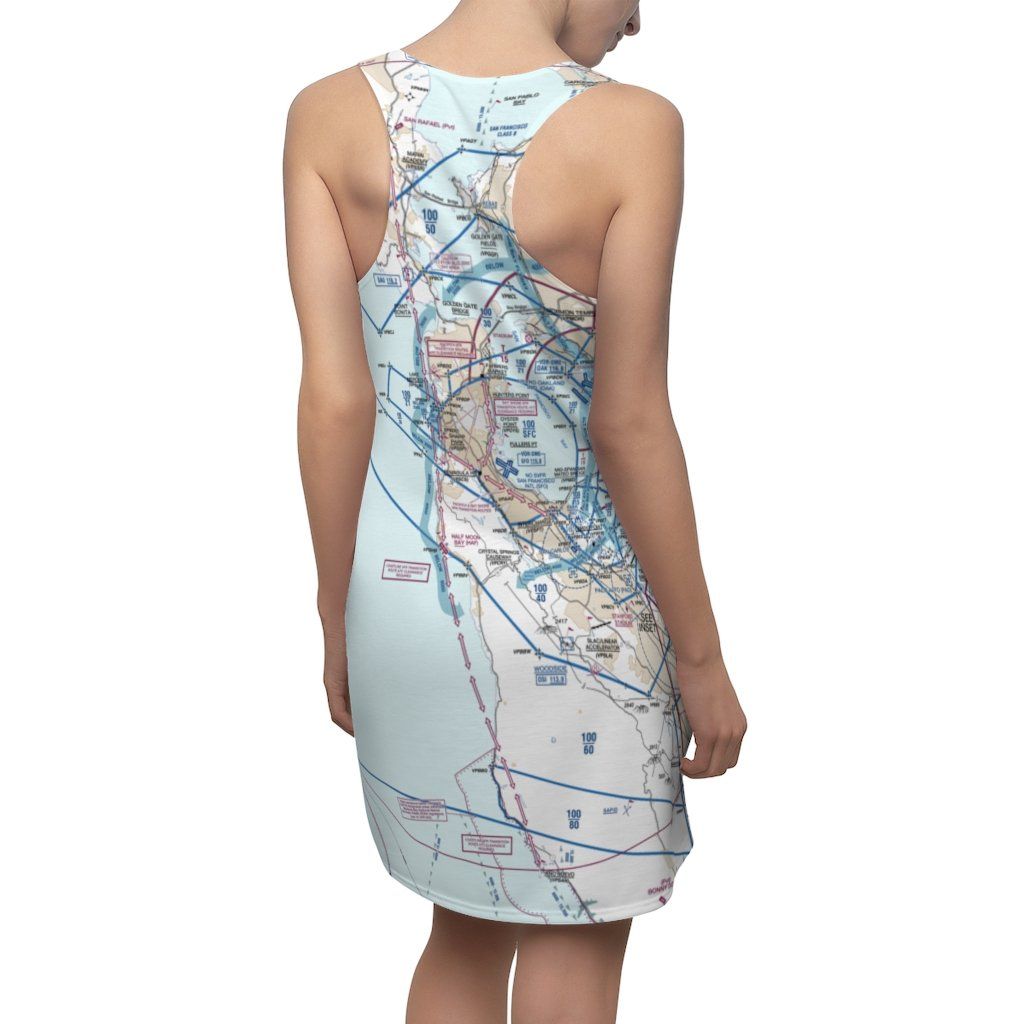 San Francisco Women's Flyway Chart Racerback Dress All Over Prints for women in aviation