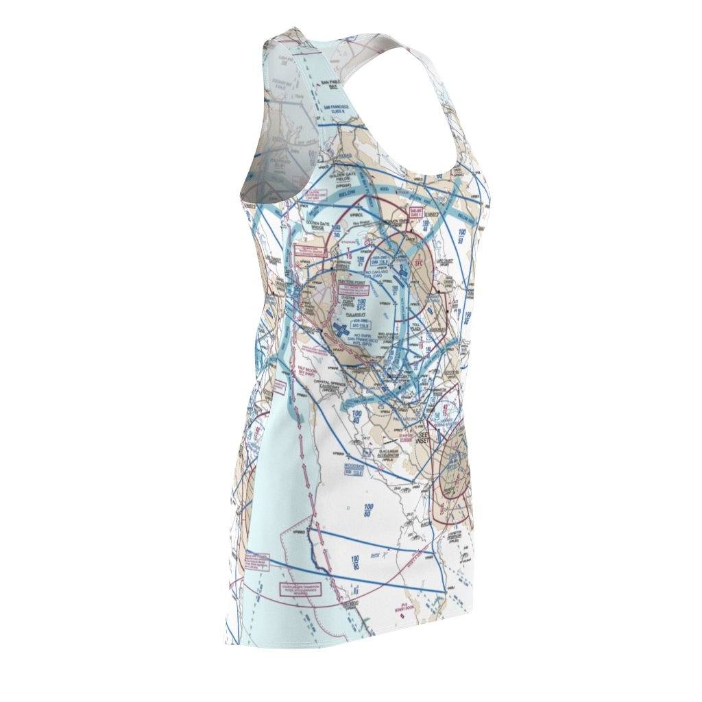 San Francisco Women's Flyway Chart Racerback Dress All Over Prints for women in aviation