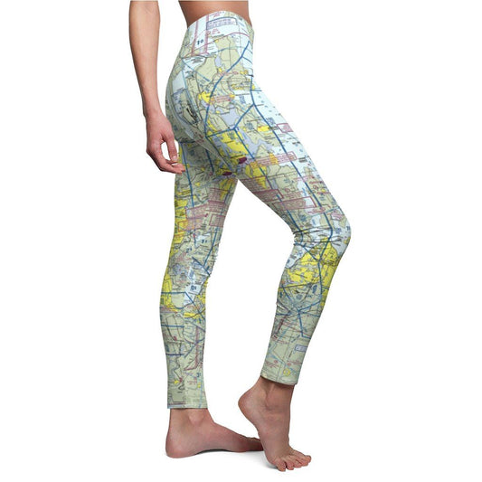 Seattle SEA Chart | Women's Casual Leggings All Over Prints White M for women in aviation