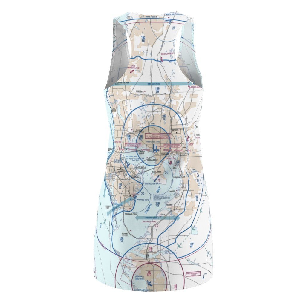 Tampa Women's Flyway Chart Racerback Dress All Over Prints for women in aviation