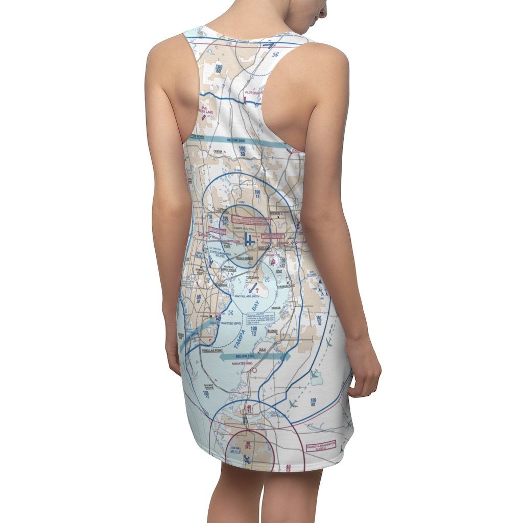 Tampa Women's Flyway Chart Racerback Dress All Over Prints for women in aviation
