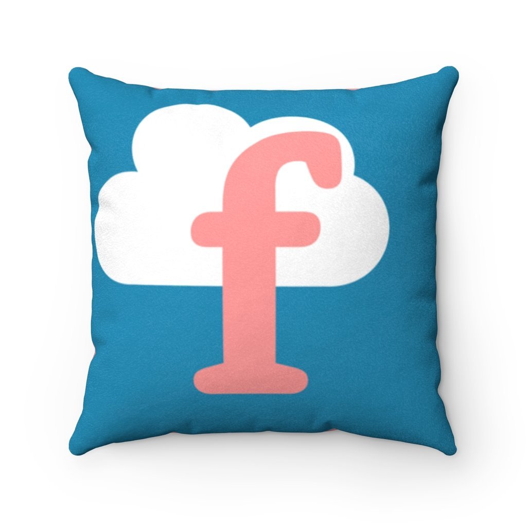 The "f" in FLY | Suede Feel Square Pillow (pink) Home Decor 18" × 18" for women in aviation