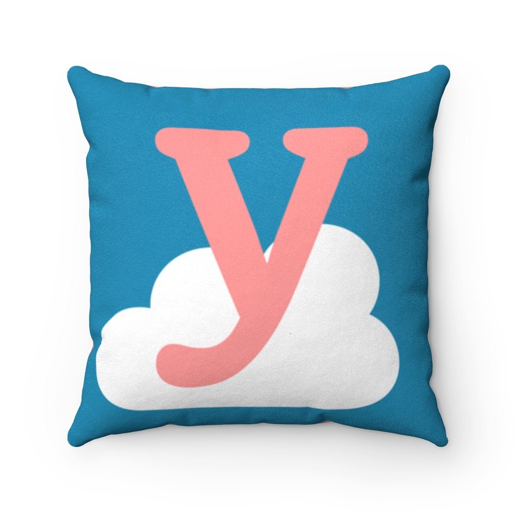 The "y" in FLY | Suede Feel Square Pillow (pink) Home Decor 18" × 18" for women in aviation