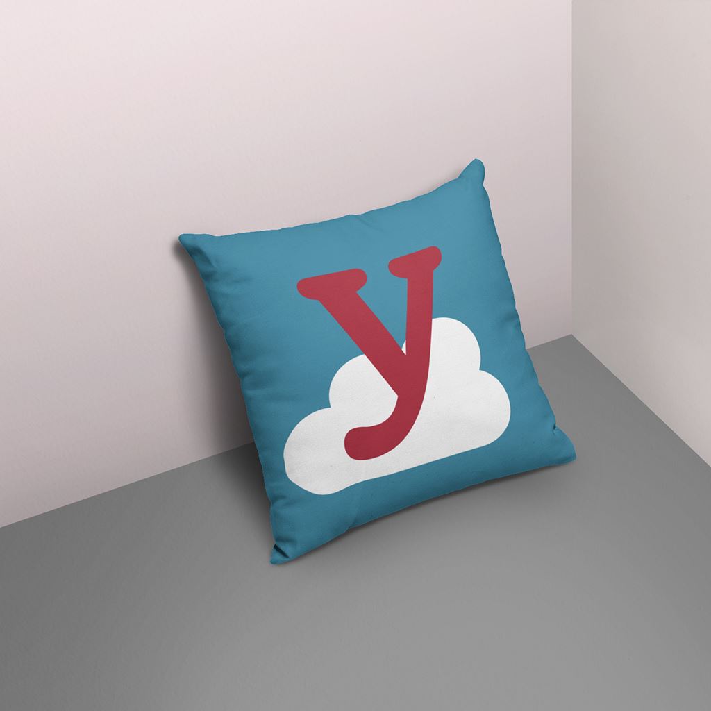 The "y" in FLY | Suede Feel Square Pillow (red) Home Decor for women in aviation