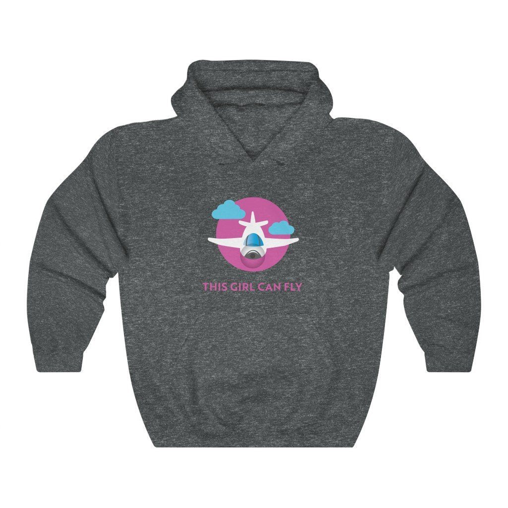 This Girl Can Fly - Airplane | Private Pilot | 50/50 Unisex Hooded Sweatshirt Hoodie Dark Heather S for women in aviation