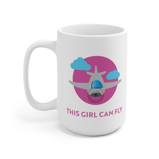 This Girl Can Fly - Airplane | Private Pilot Gift | Ceramic Mug 15oz Mug 15oz for women in aviation
