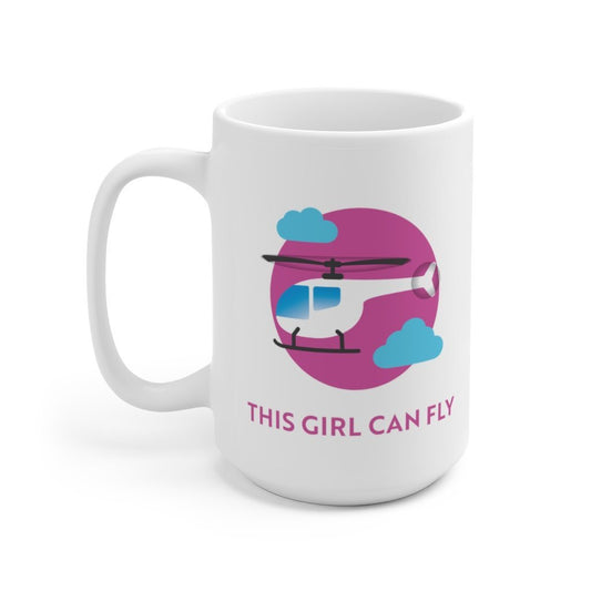 This Girl Can Fly - Helicopter | Private Pilot Gift | Ceramic Mug 15oz Mug 15oz for women in aviation