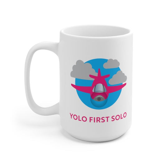 Yolo First Solo - Airplane | Student Pilot Gift | Ceramic Mug 15oz Mug 15oz for women in aviation